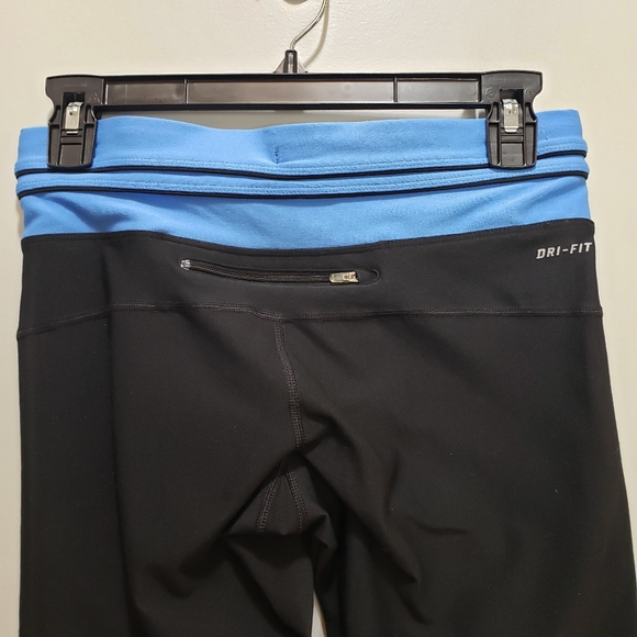 Nike Dri-fit Running Capri Leggings Black/Blue Sz. SM - Picture 7 of 15